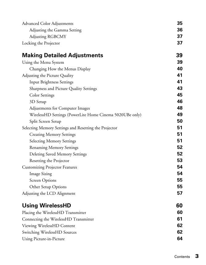 Epson Powerlite Home Cinema 5020UB Powerlite Home Cinema 5020UBe Projector Operating Manual