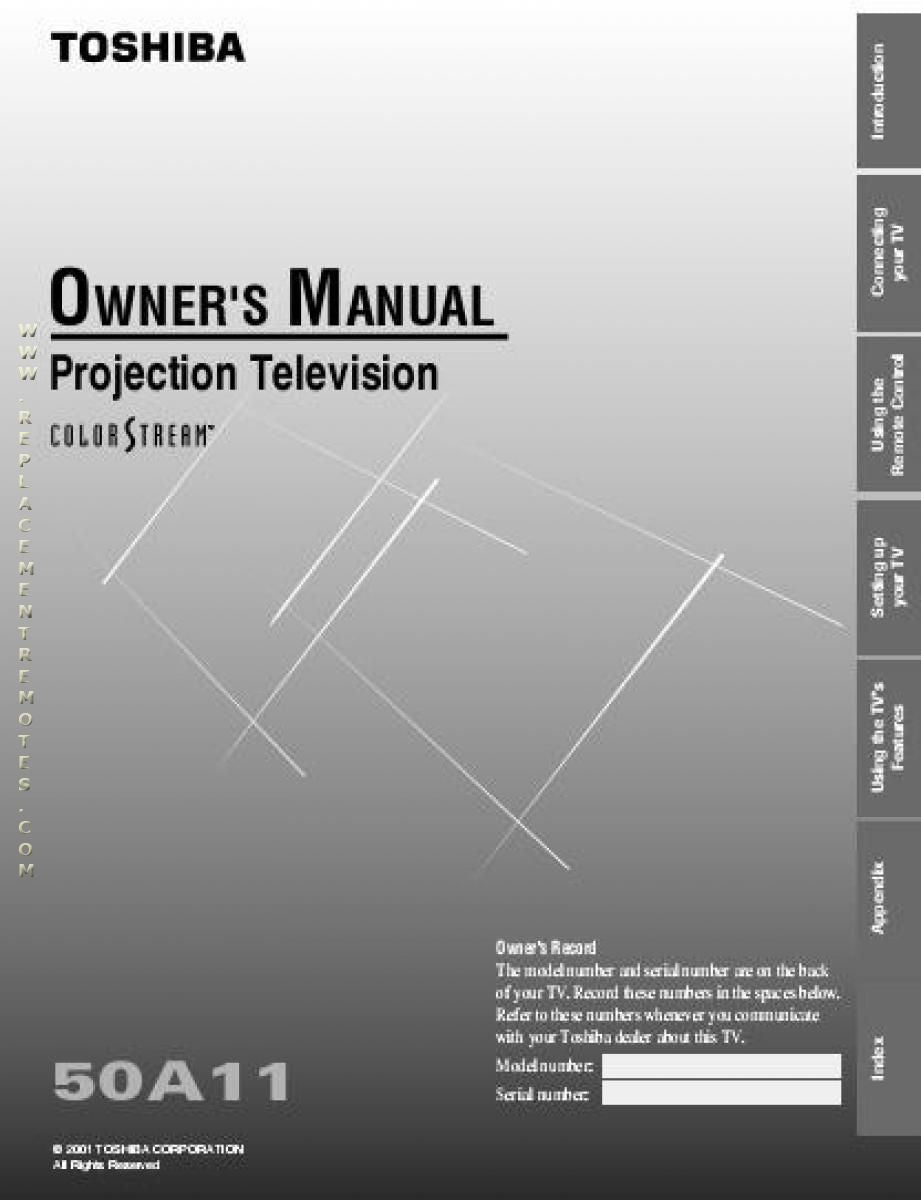 Toshiba 50A11 TV Operating Manual