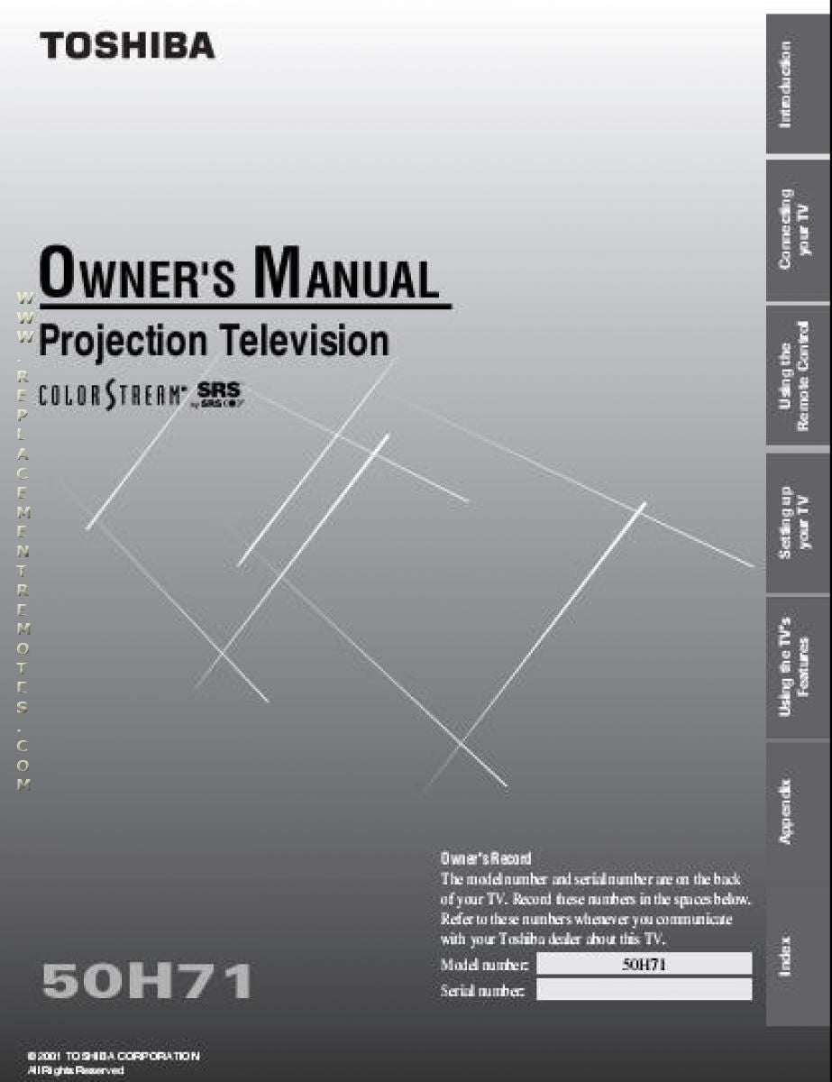 Toshiba 50H71OM TV Operating Manual