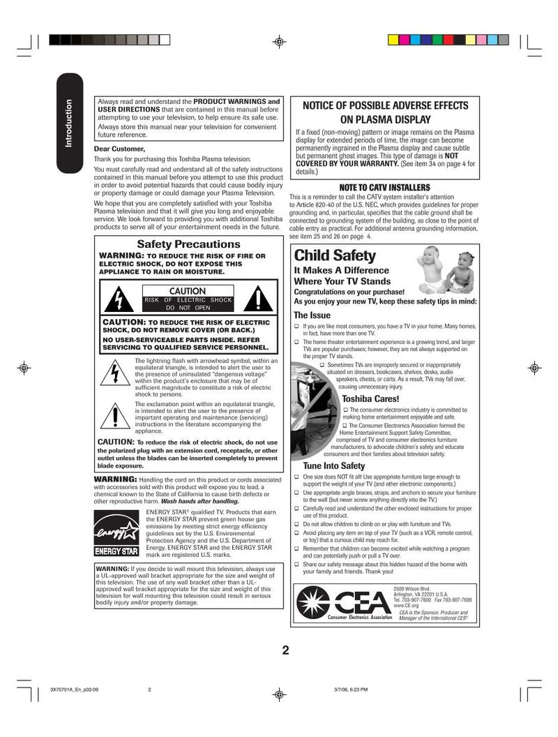 Toshiba 42HP66 50HP66 TV Operating Manual