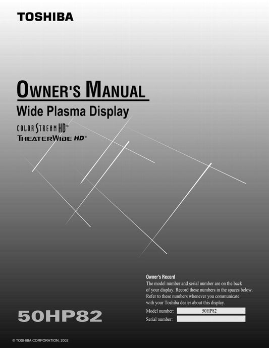 Toshiba 50HP82 Projector Operating Manual