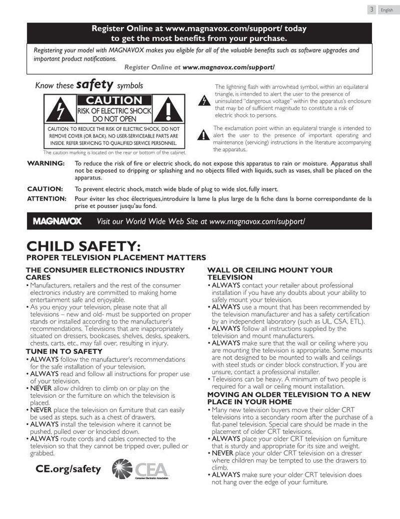 Magnavox 50MV336X/F7 TV Operating Manual