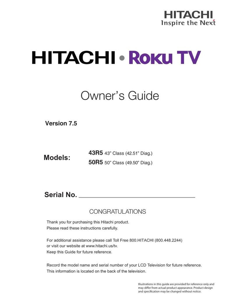 Hitachi 50 R 5 TV Operating Manual
