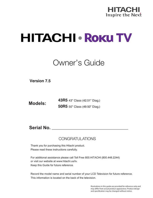 Hitachi 43 R 5 50 TV Operating Manual