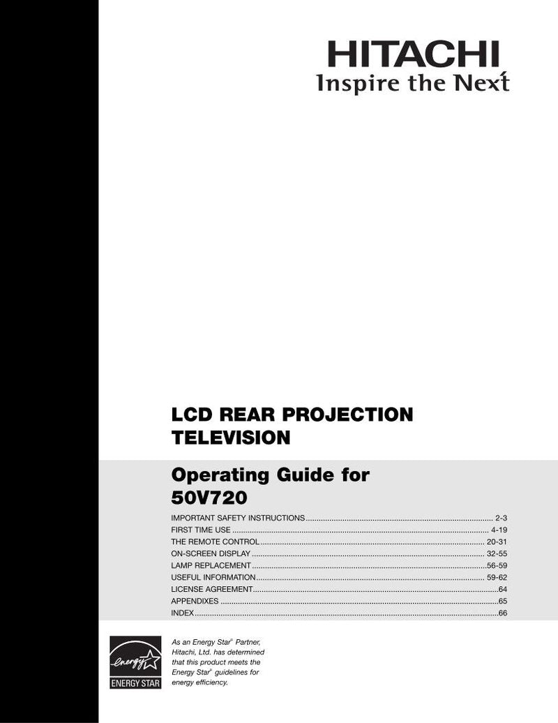 Hitachi 50 V 720 TV Operating Manual