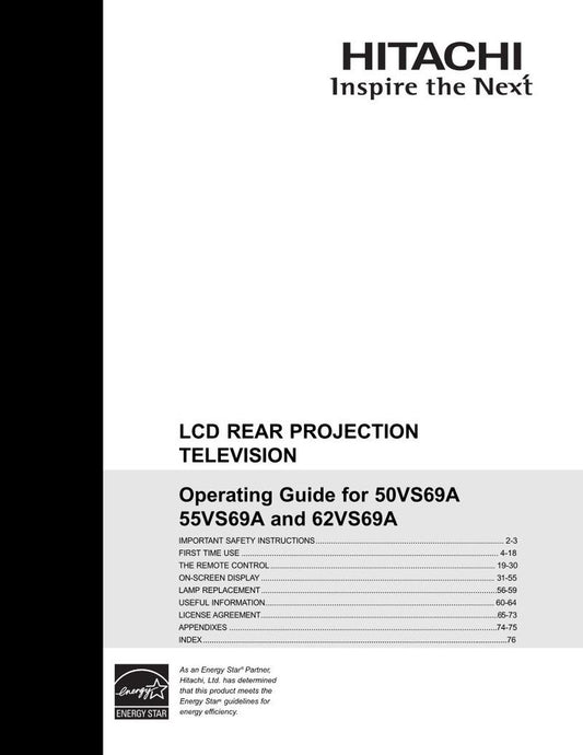 Hitachi 50 VS 69 69A 55 TV Operating Manual