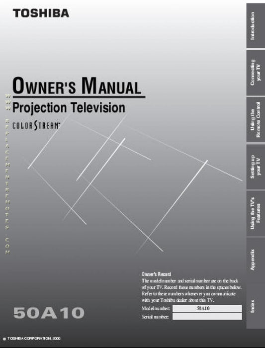 Toshiba 50A10 TV Operating Manual