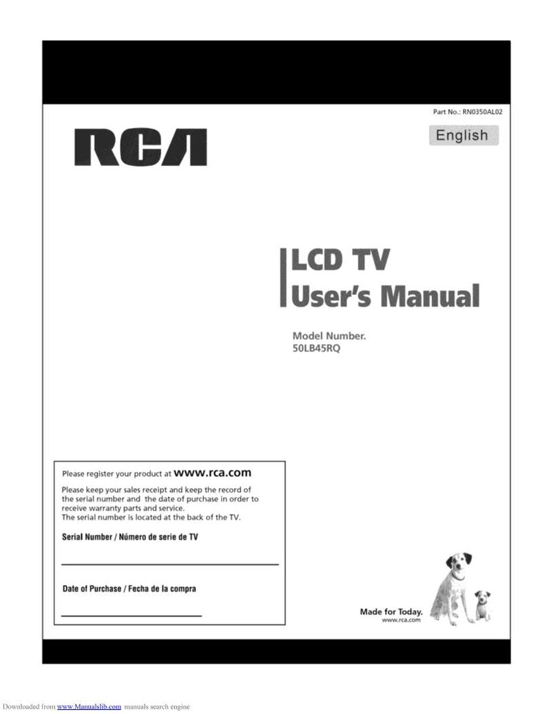 RCA 50LB45RQ TV Operating Manual