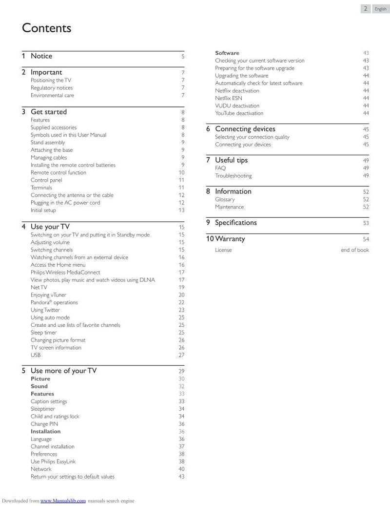 Philips 50PFL3807/F7 TV Operating Manual