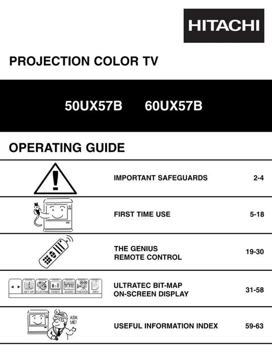 Hitachi 50 UX 57B 60 TV Operating Manual