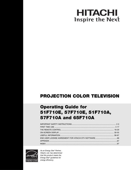 Hitachi 51 F 710A 710E 57 TV Operating Manual