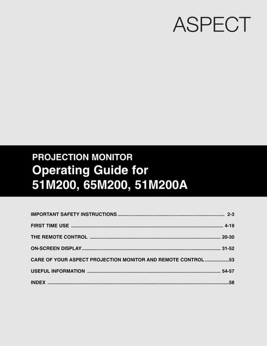 Hitachi 51 M 200 200A 65 TV Operating Manual