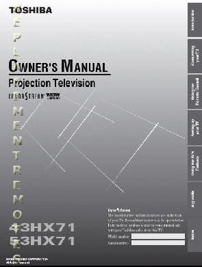 Toshiba 53HX71OM TV Operating Manual