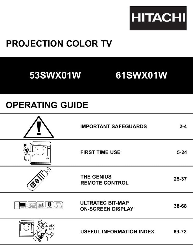 Hitachi 53 SWX 01W 61 TV Operating Manual
