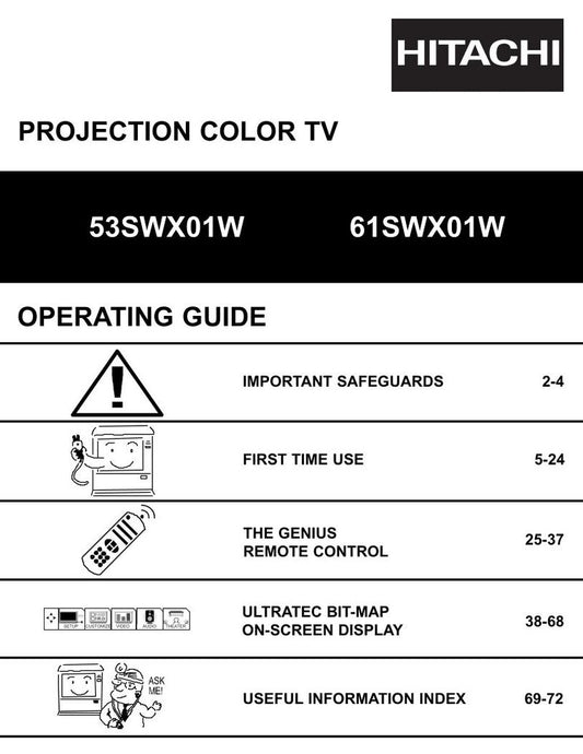 Hitachi 53 SWX 01W 61 TV Operating Manual