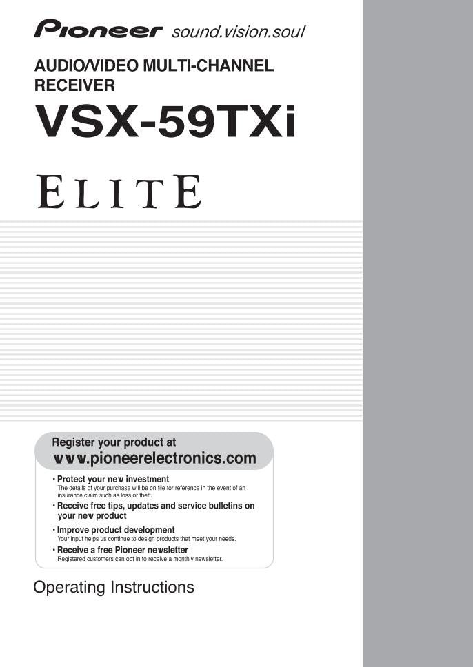 Pioneer VSX59 Audio/Video Receiver Operating Manual