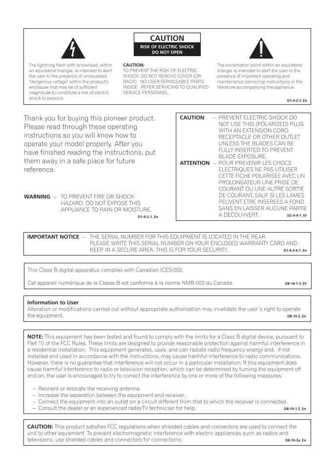 Pioneer VSX59 Audio/Video Receiver Operating Manual