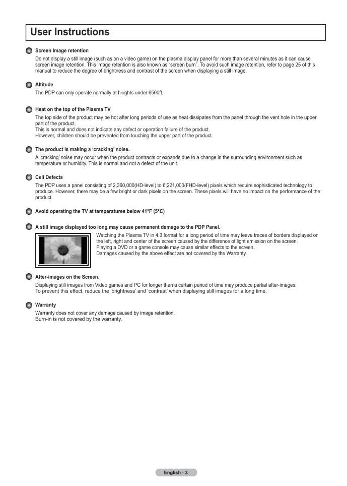 Samsung PN63B550T2FXZA HCP4241WX HCP4752WX TV Operating Manual