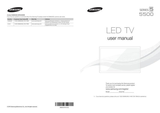 Samsung UN32F5500AFXZA UN40F5500AFXZA UN46F5500AFXZA TV Operating Manual