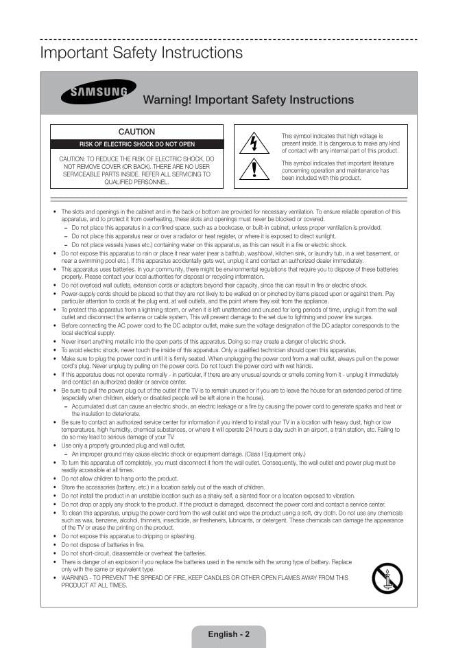 Samsung PN51F5500AFXZA PN60F5500AFXZA PN64F5500AFXZA TV Operating Manual