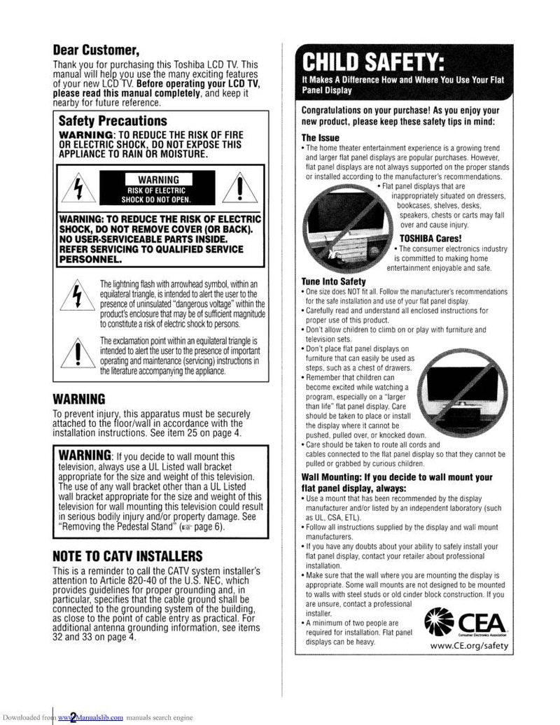 Toshiba 40G300U 46G300U 46G30U TV Operating Manual