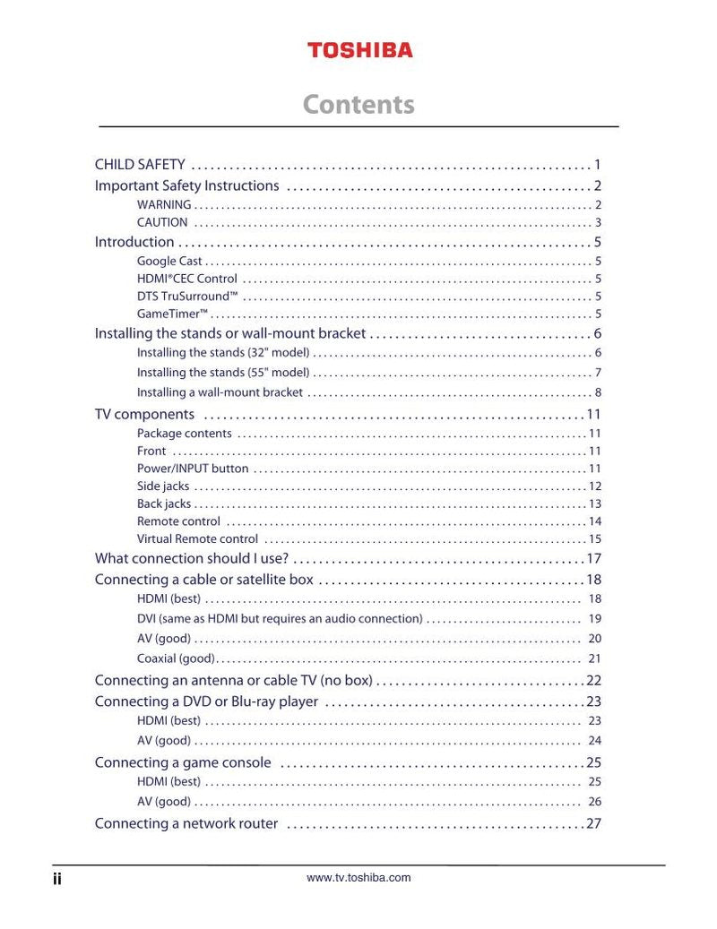 Toshiba 55L421UOM TV Operating Manual