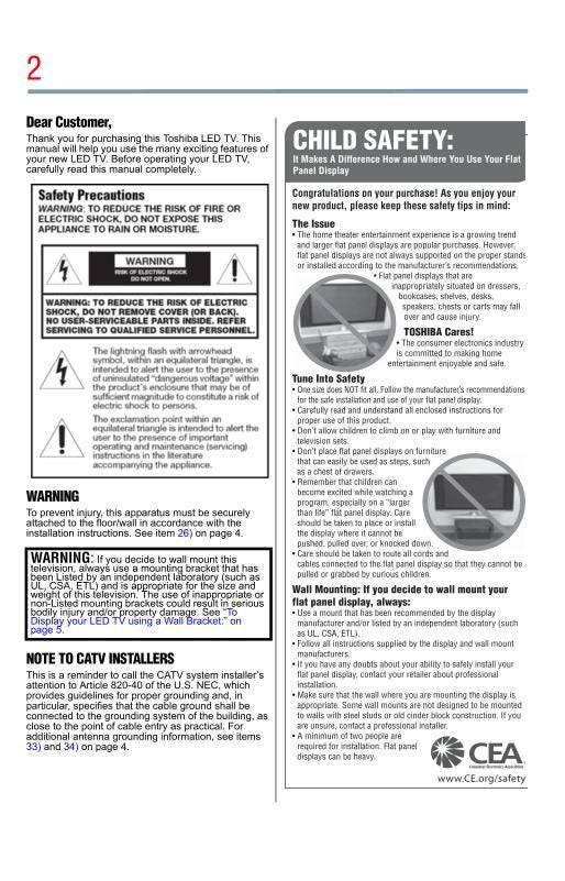 Toshiba 42L6200U 47L6200U 47L7200U Consumer Electronics Operating Manual