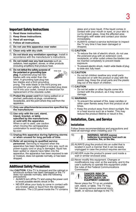 Toshiba 42L6200U 47L6200U 47L7200U Consumer Electronics Operating Manual