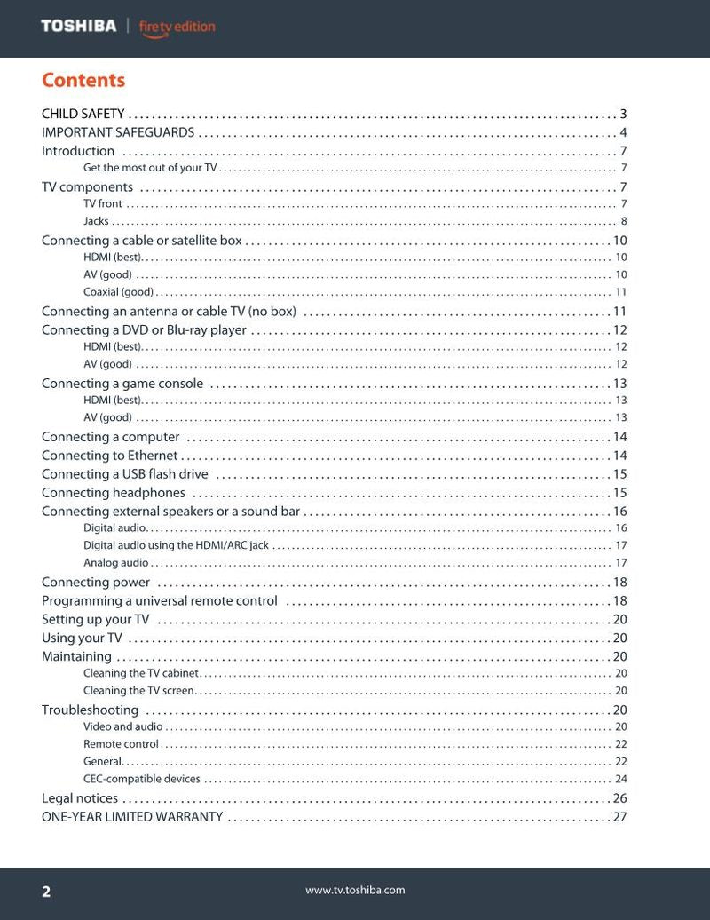 Toshiba 55LF621U19 TV Operating Manual