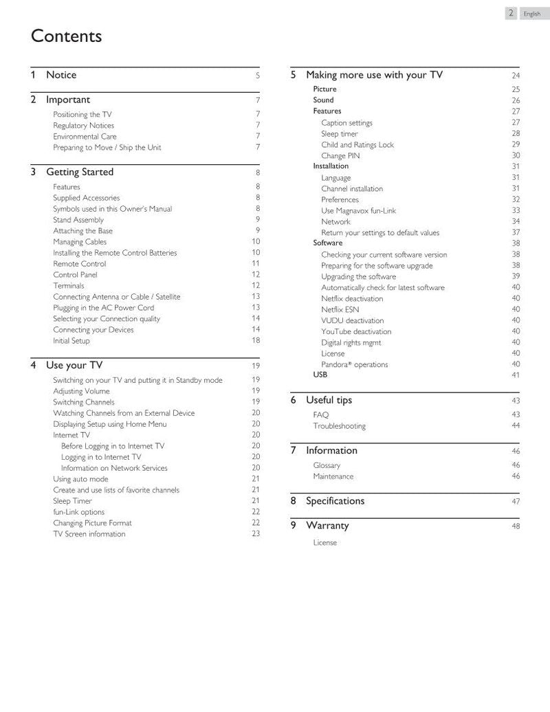 Magnavox 55 MV 314X/F7 TV Operating Manual