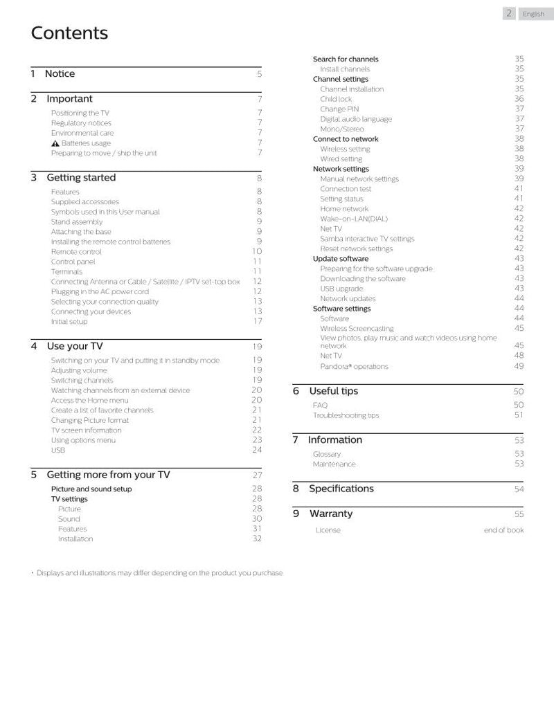 Philips 55PFL5901 55PFL5901/F7 TV Operating Manual