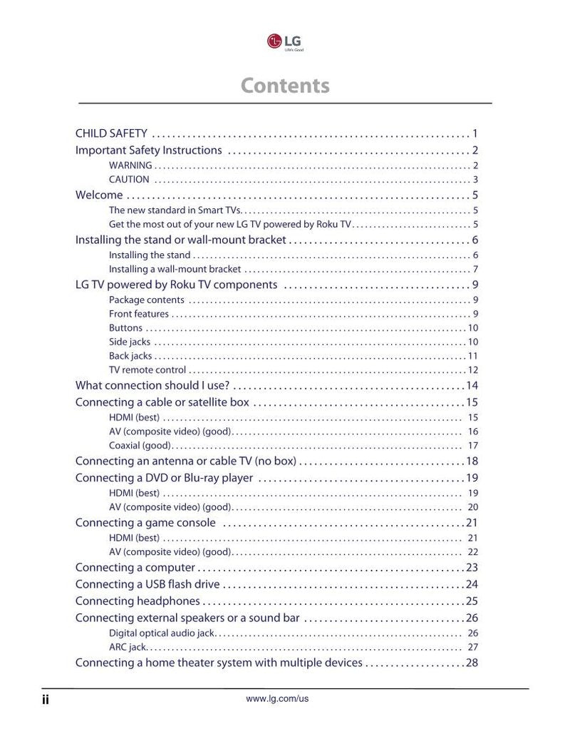 LG 55 LF 5700 5700-UA 65 TV Operating Manual
