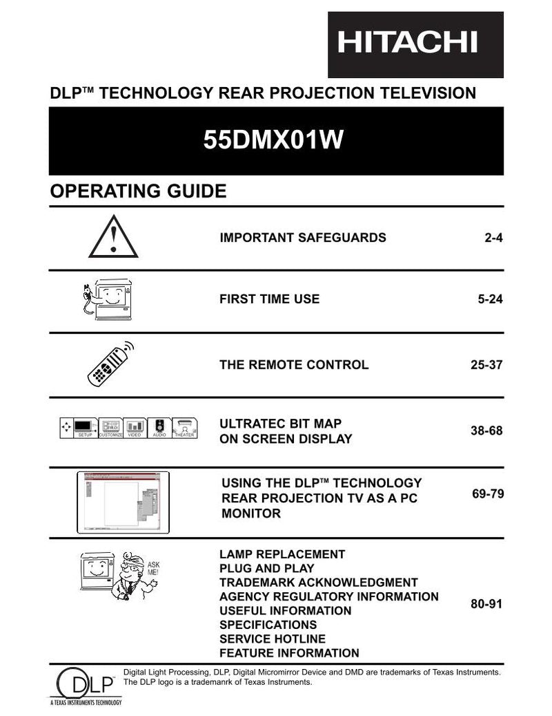 Hitachi 55DMX01W FULL MANUAL Satellite Receiver Operating Manual