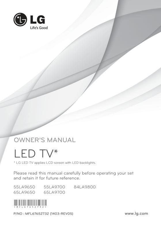 LG 65 LA 9650 TV Operating Manual