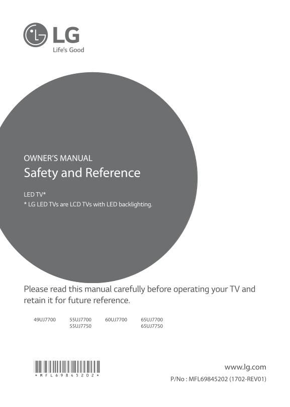 LG 55 UJ 7700UA TVOM TV Operating Manual