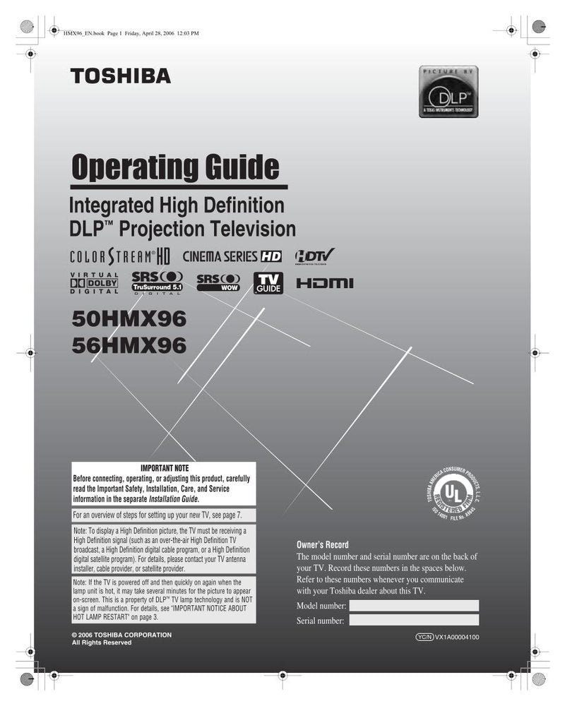 Toshiba 50HMX96 56HMX96 TV Operating Manual