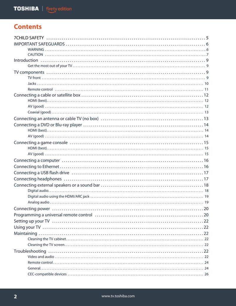 Toshiba 43LF421U21Fire TV Operating Manual