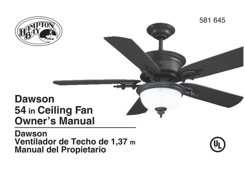 Hampton Bay AC426 Dawson 54 in. Ceiling Fan Operating Manual