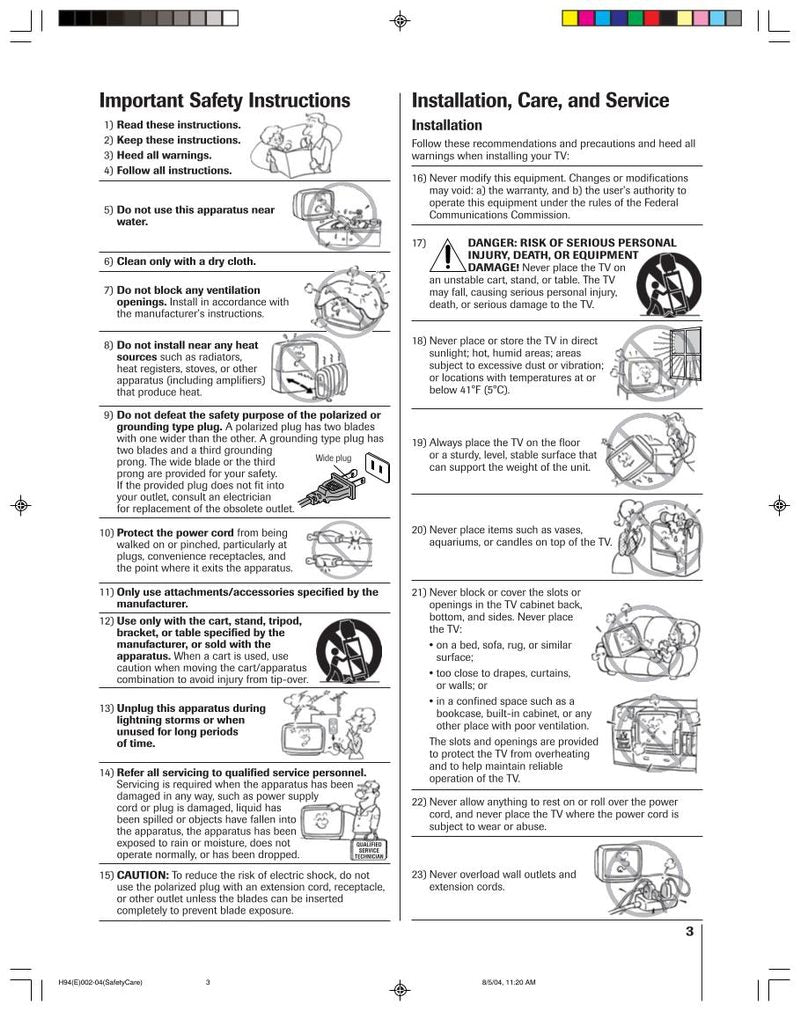 Toshiba 51H94 57H94 TV Operating Manual