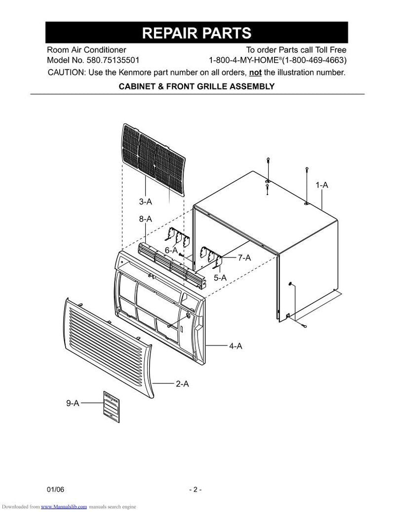 Kenmore 580.75135501 Air Conditioner Unit Operating Manual