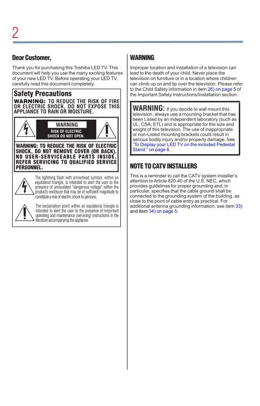 Toshiba 58L5400U 58L5400UC 65L5400U TV Operating Manual