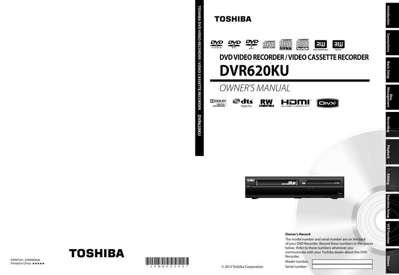 Toshiba DVR620KU/VCR DVD Recorder (DVDR) Operating Manual