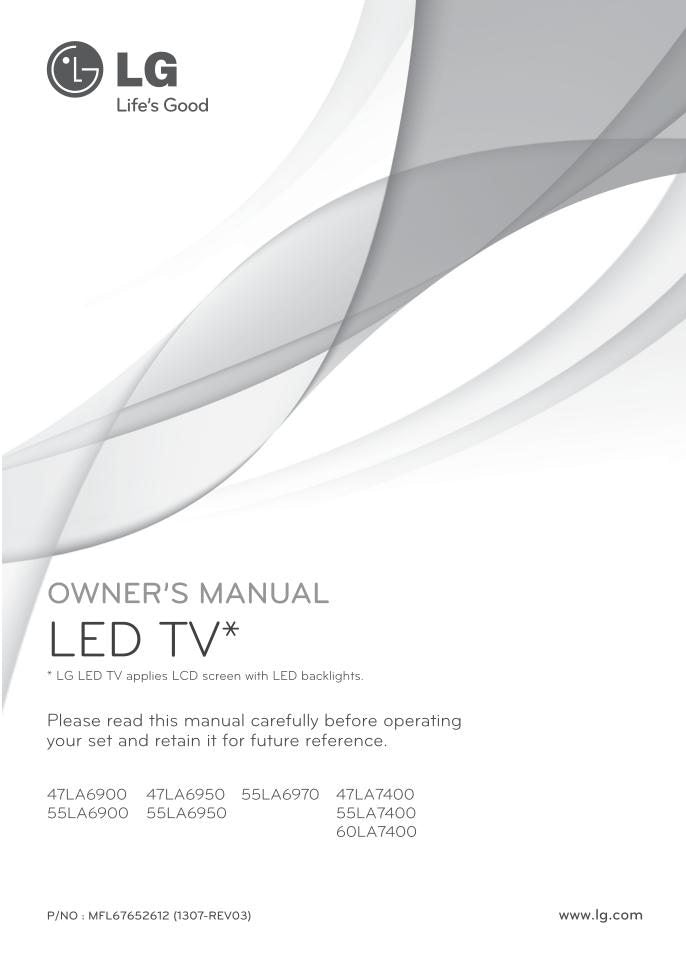LG 47 LA 6900 7400 55 TV Operating Manual