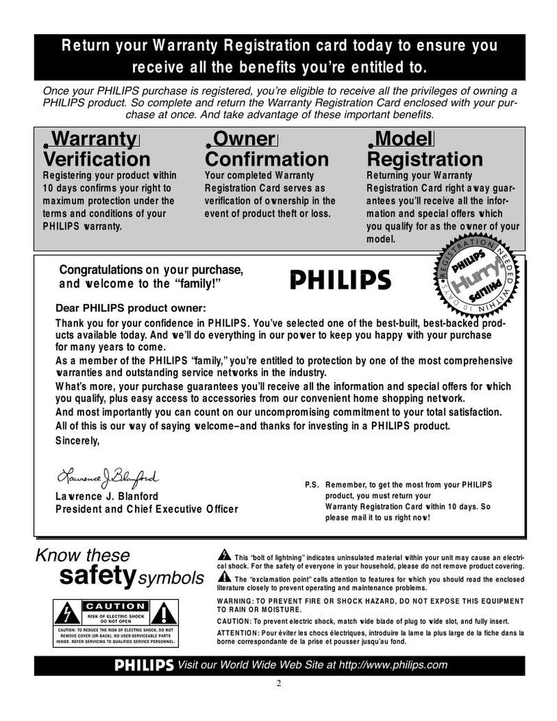Philips 55PP9401 60PP9401 TV Operating Manual