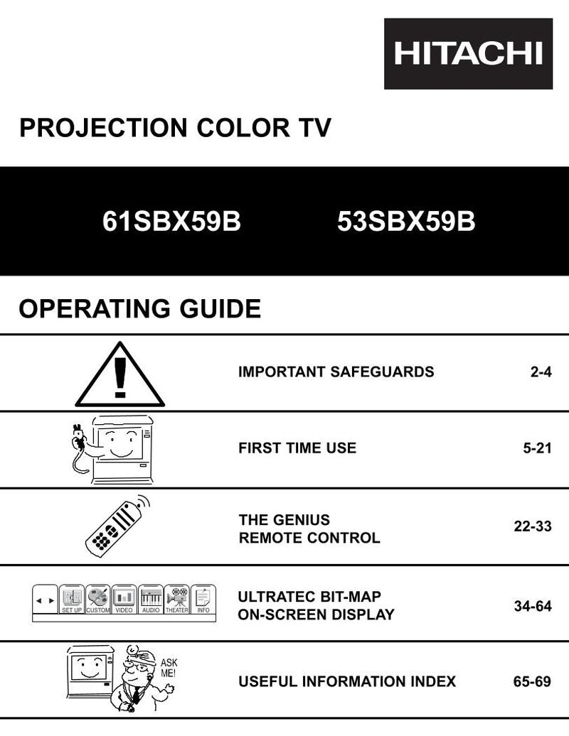 Hitachi 53 SBX 59B 59BK 61 TV Operating Manual