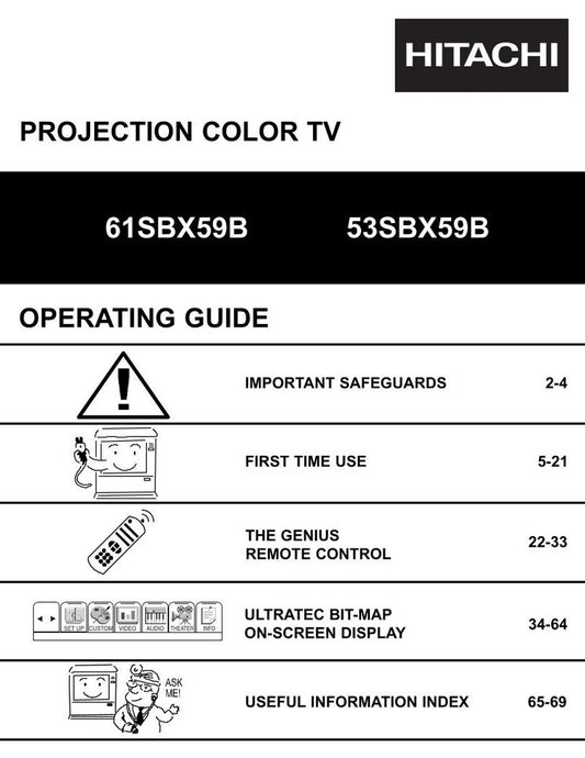 Hitachi 53 SBX 59B 59BK 61 TV Operating Manual