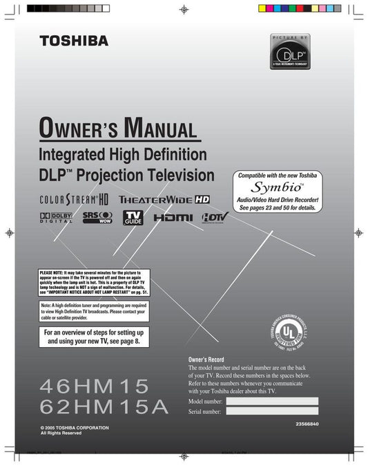 Toshiba 46HM15 62HM15A TV Operating Manual