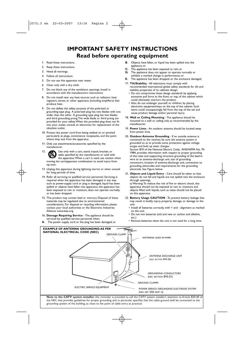 Philips 47PF9441D/37 47PF9441D37 63PF9631D/37 Consumer Electronics Operating Manual