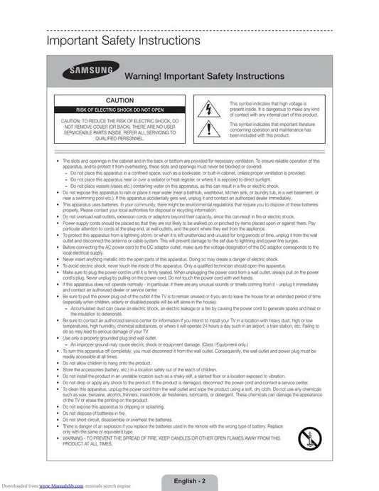 Samsung UN60F6400AFXZA TV Operating Manual