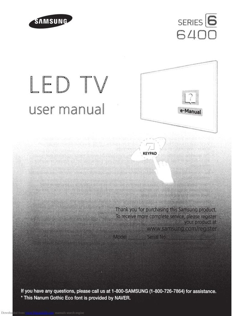 Samsung UN60H6400AFXZA TV Operating Manual